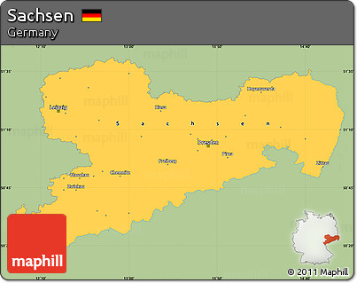 Savanna Style Simple Map of Sachsen, single color outside