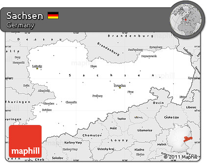 Silver Style Simple Map of Sachsen