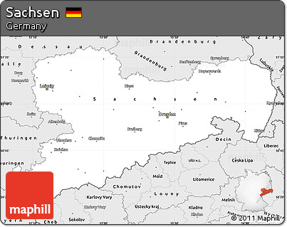 Silver Style Simple Map of Sachsen