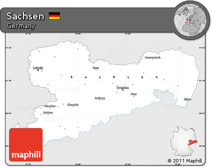 Silver Style Simple Map of Sachsen, single color outside