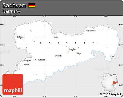 Silver Style Simple Map of Sachsen, single color outside