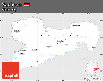 Silver Style Simple Map of Sachsen, single color outside