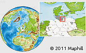Physical Location Map of Lübeck, highlighted country, highlighted parent region