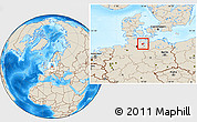 Shaded Relief Location Map of Lübeck