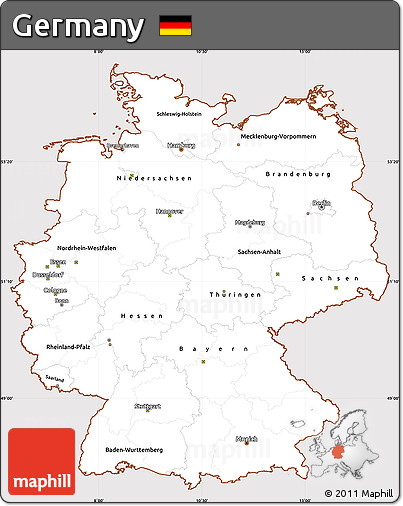 Classic Style Simple Map of Germany, cropped outside