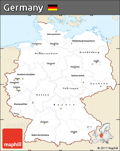 Classic Style Simple Map of Germany, single color outside