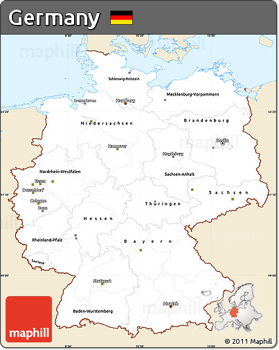 Classic Style Simple Map of Germany, single color outside