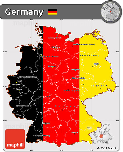 Flag Simple Map of Germany, flag rotated