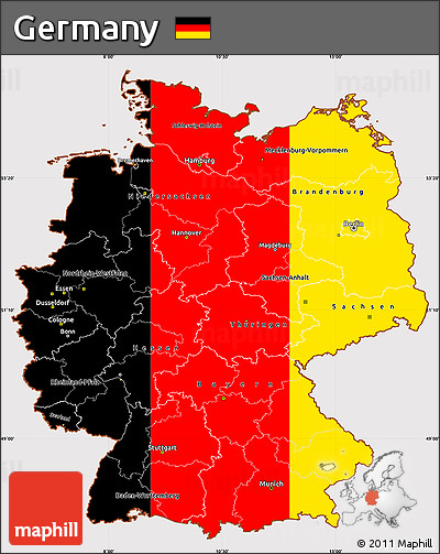 Flag Simple Map of Germany, flag rotated