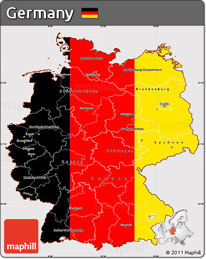 Flag Simple Map of Germany, flag rotated