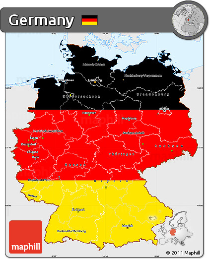 Flag Simple Map of Germany, single color outside, flag centered