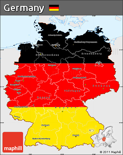Flag Simple Map of Germany, single color outside, flag centered