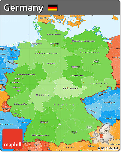 Political Shades Simple Map of Germany