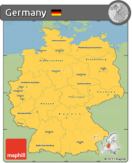 Savanna Style Simple Map of Germany, single color outside