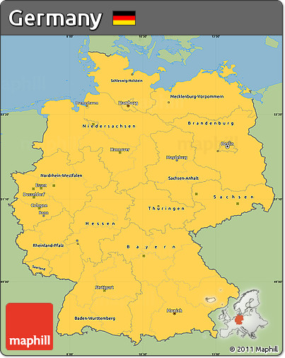 Savanna Style Simple Map of Germany, single color outside