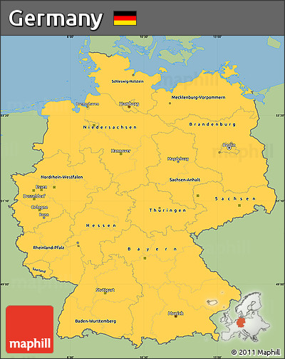Savanna Style Simple Map of Germany, single color outside