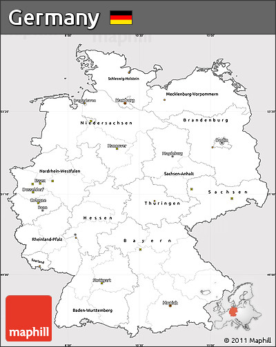 Silver Style Simple Map of Germany, cropped outside