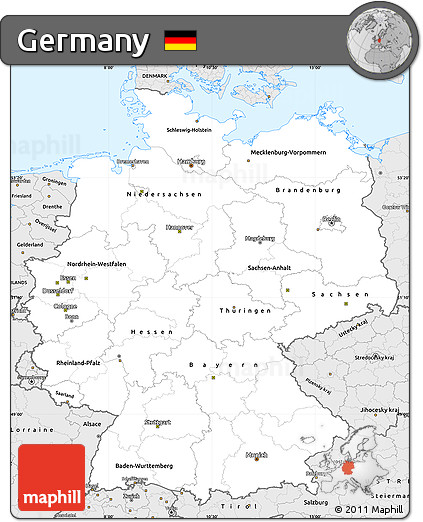 Silver Style Simple Map of Germany