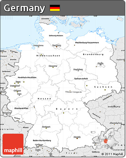 Silver Style Simple Map of Germany