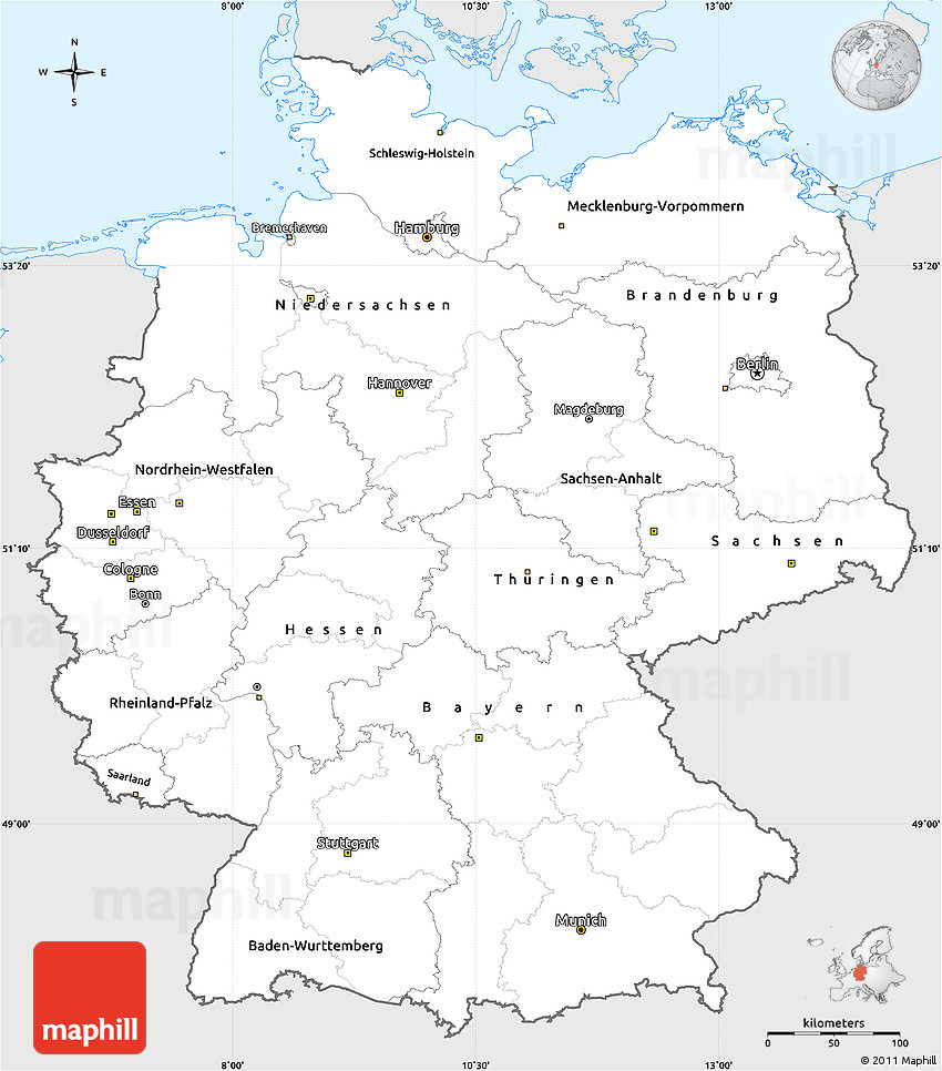 simple map of germany with cities Silver Style Simple Map Of Germany Single Color Outside simple map of germany with cities