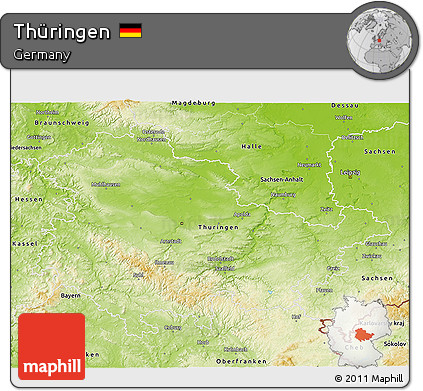 Physical 3D Map of Thüringen