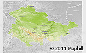 Physical 3D Map of Thüringen, lighten, desaturated