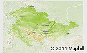 Physical 3D Map of Thüringen, lighten
