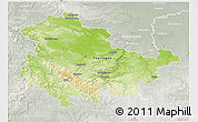 Physical 3D Map of Thüringen, lighten, semi-desaturated