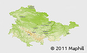 Physical 3D Map of Thüringen, single color outside