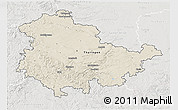 Shaded Relief 3D Map of Thüringen, lighten, semi-desaturated