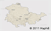 Shaded Relief 3D Map of Thüringen, single color outside