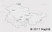 Silver Style 3D Map of Thüringen, single color outside