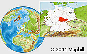 Physical Location Map of Thüringen, highlighted country