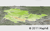 Physical Panoramic Map of Thüringen, darken, semi-desaturated