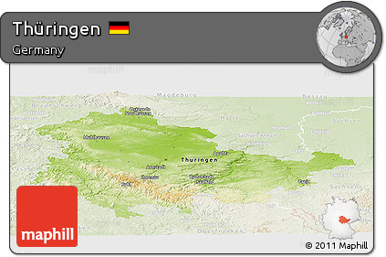 Physical Panoramic Map of Thüringen, lighten
