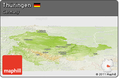 Physical Panoramic Map of Thüringen, lighten