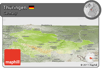 Physical Panoramic Map of Thüringen, semi-desaturated
