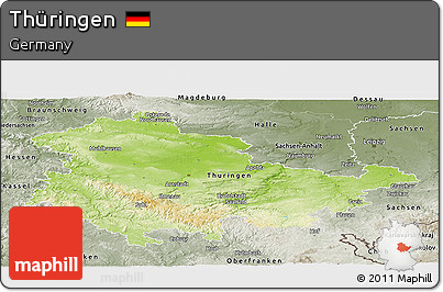 Physical Panoramic Map of Thüringen, semi-desaturated