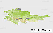 Physical Panoramic Map of Thüringen, single color outside