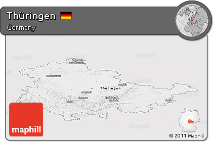 Silver Style Panoramic Map of Thüringen, single color outside