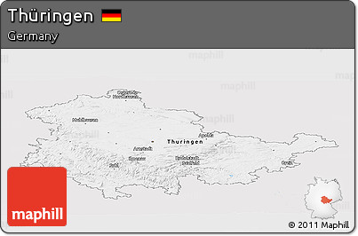 Silver Style Panoramic Map of Thüringen, single color outside