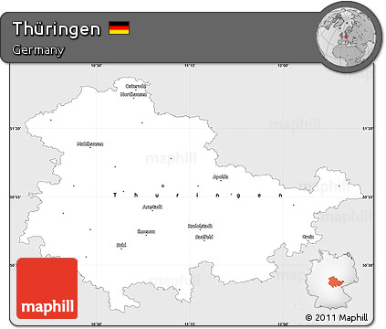 Silver Style Simple Map of Thüringen, single color outside