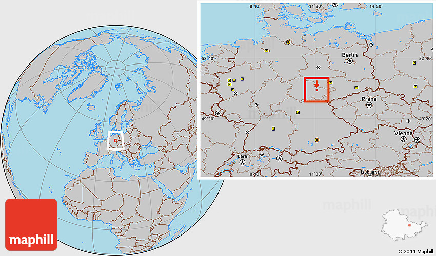 Gray Location Map of Jena