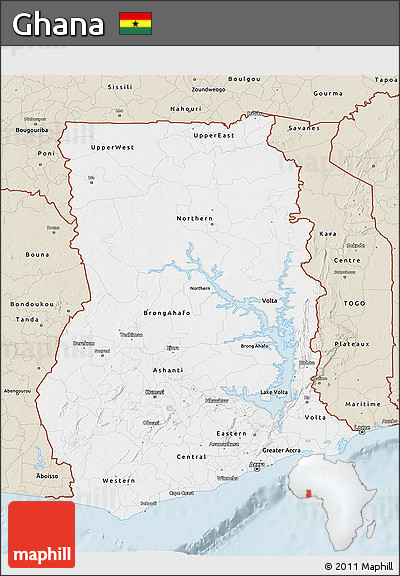 Classic Style 3D Map of Ghana