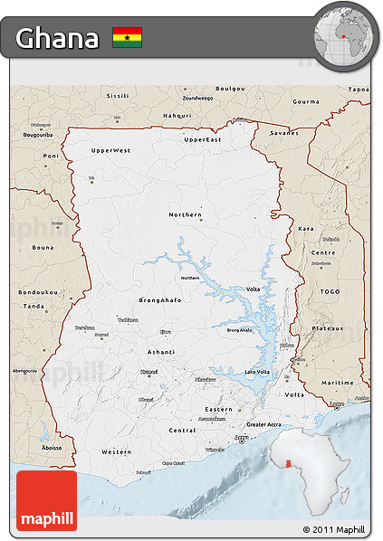 Classic Style 3D Map of Ghana