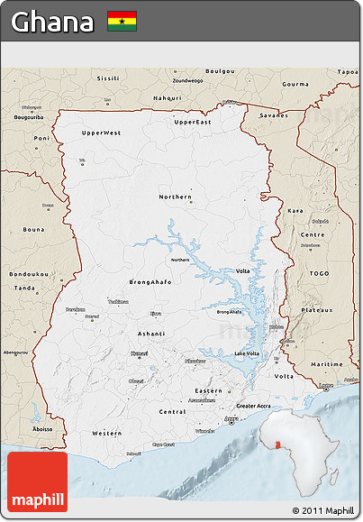 Classic Style 3D Map of Ghana