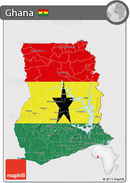 Flag 3D Map of Ghana