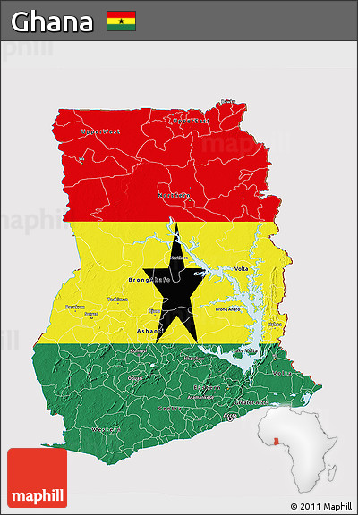 Flag 3D Map of Ghana