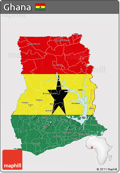 Flag 3D Map of Ghana