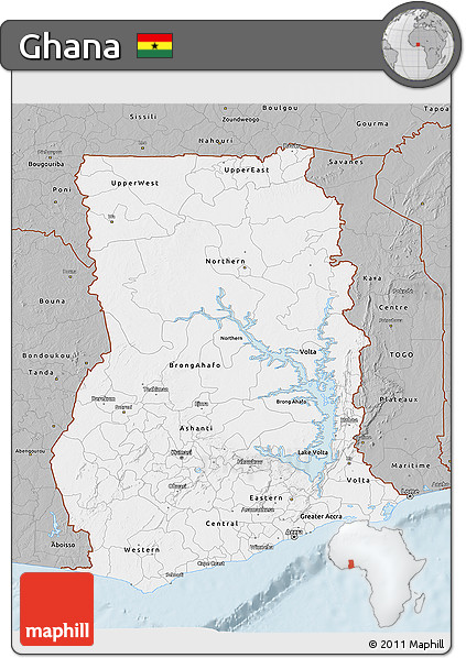 Gray 3D Map of Ghana